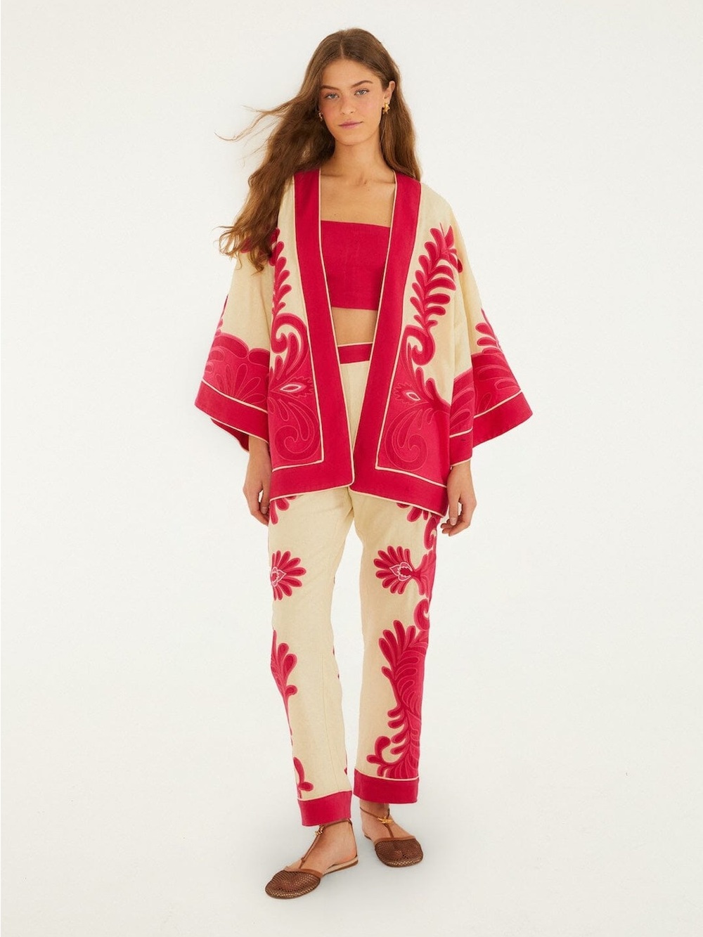 Farm Rio: Pink Spring Arabesc Cutwork Pants